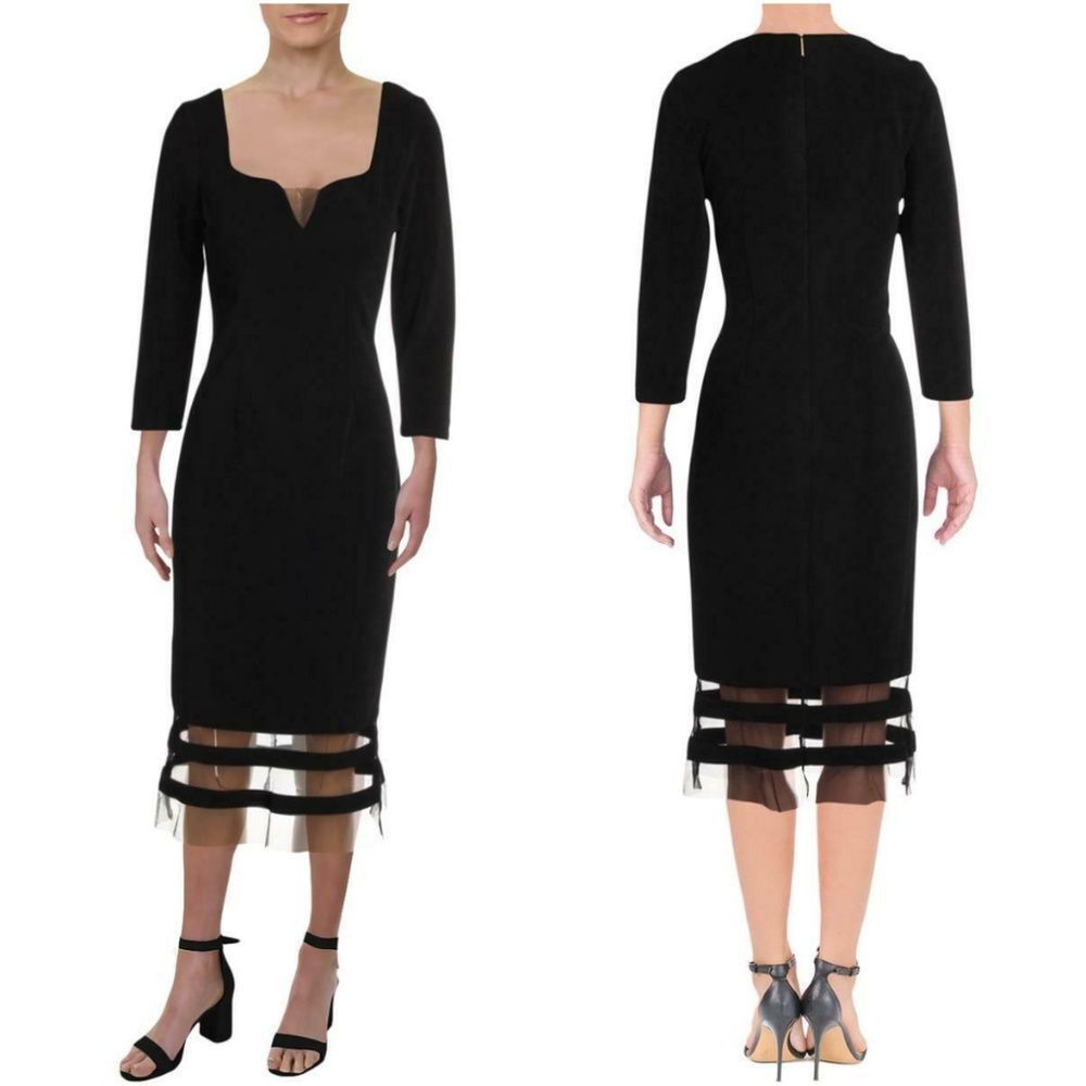 Js Collections Womens Black Illusion Trim Elbow - image 2